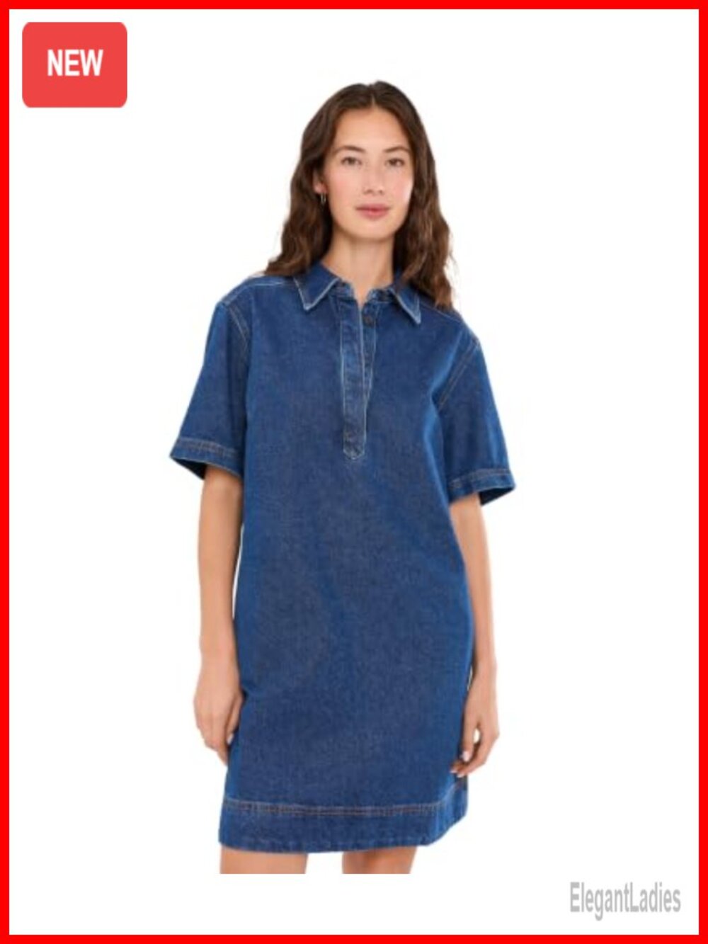 Polo Mini Dress in Airy Denim Cotton Lyocell Relaxed Fit